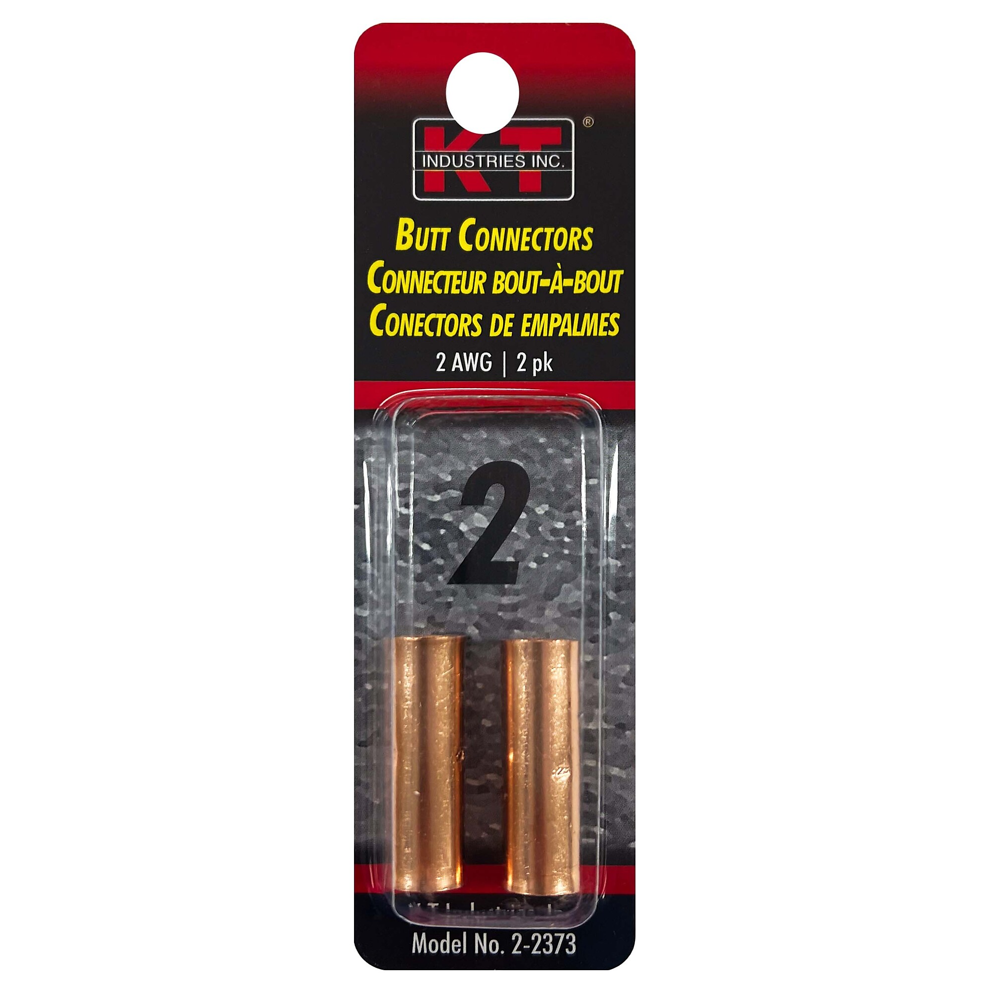 K-T Industries Butt Connector — Size 2/0, Copper, 2 Pk, Model# 2-2373